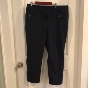 Curvy navy blue crop pant with zip pockets